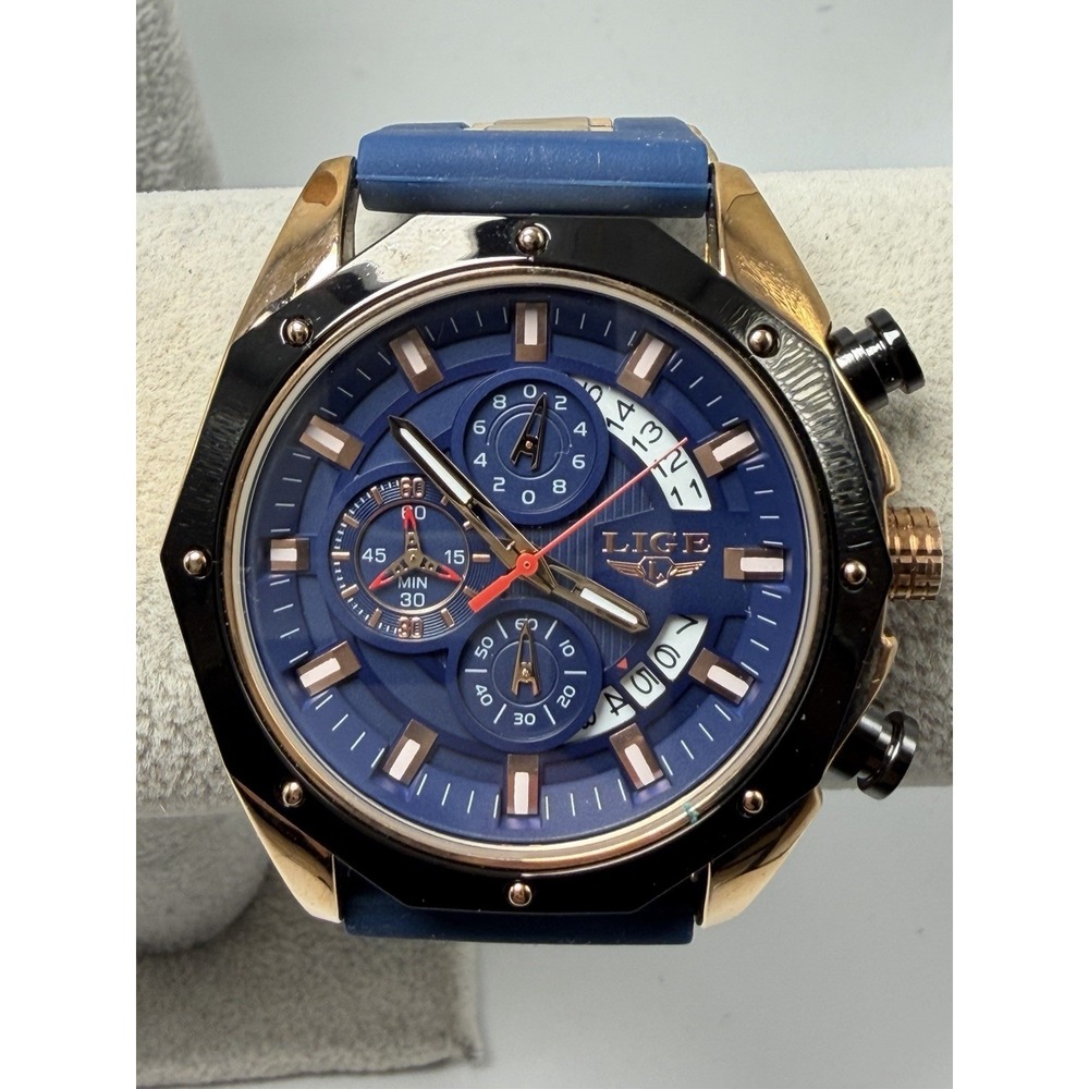 Lige For Dream 6181WM1 New Battery 1853 Mens Watch 48MM 8.5" Silicone Band